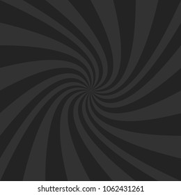 Dark grey geometric spiral background - vector illustration from twisted rays
