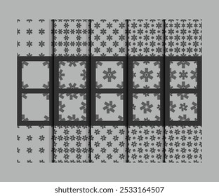 Conjunto de Padrões Contínuo de Ornamentos de Geometria Cinza Escuro