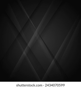 Dark grey glossy lines and stripes abstract futuristic background. Vector black geometric design