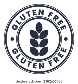 Dark Grey Gluten Free round stamp sticker vector illustration
