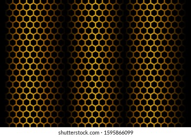Dark Grey and Gold Abstract Hexagon Background