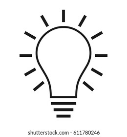 Dark grey gray black lightbulb idea notification popup reminder icon on a white background flat design vector pictogram illustration image