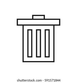 Dark grey gray black outline lines delete trash can button symbol sign icon on a white background trendy isolated minimalistic flat design vector illustration pictogram