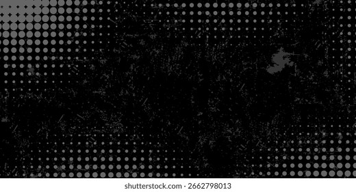 Patrón gris oscuro medio tono y grunge. Fondo de degradado cómico retro. superposición de textura punteada gris oscuro. Dibujos animados de arte pop degradado patrón. fondo para cartel, Anuncio, publicidad, evento
