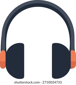Icono de auriculares gris oscuro en estilo plano moderno