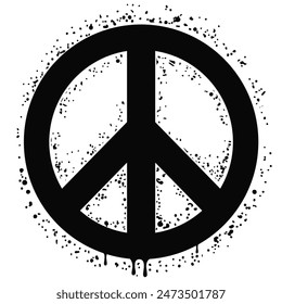 Dark Grey isolated Spray Painted Peace Symbol vector illustration