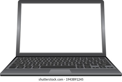 Portátil gris oscuro con pantalla en blanco aislada en fondo blanco - Ilustración vectorial