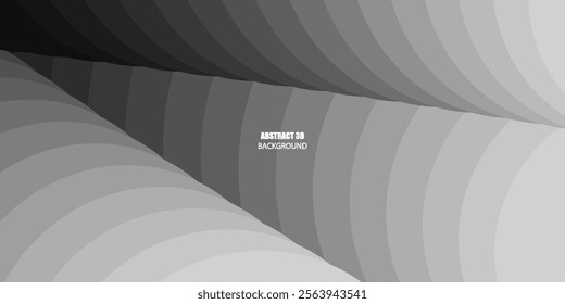 Dark grey to light grey pallet color vector design, showing abstract curve shape step by step decreasing the size on the left side of page