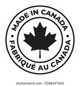 Dark grey Made in Canada stamp in English and French languages