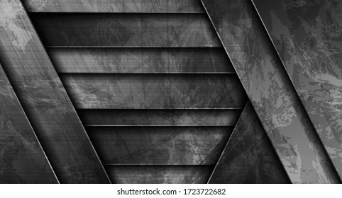 Tiras geométricas de material gris oscuro. Diseño digital gráfico de gran tamaño. Vieja textura de hormigón de pared. Antecedentes corporativos de vectores