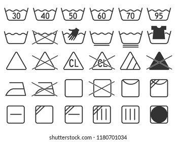 Set Washing Symbols Laundry Icons Isolated Stock Vector (Royalty Free ...