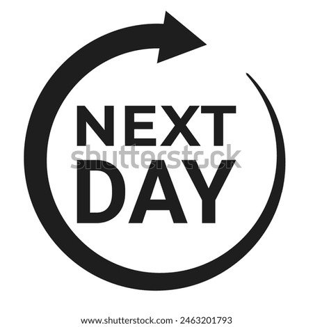 Dark Grey Next Day Delivery sticker with Spin Arrow Arrow vector illustration