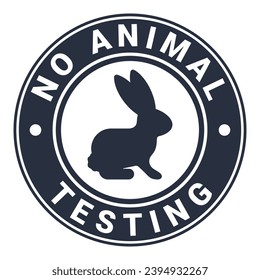 Dark Grey No Animal Testing isolated stamp sticker with Bunny or Rabbit icon vector illustration