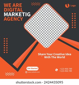 Dark Grey and Orange Digital Marketing Agency Web Banner Template 