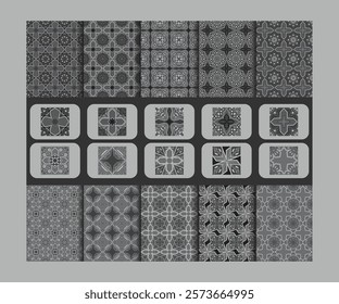 Dark Grey Ornament Geometry Seamless Patterns 001 01 c