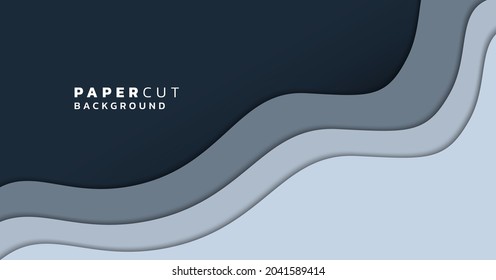 dark grey paper cut wavy abstract background design	