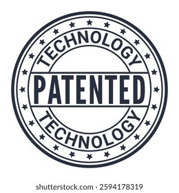 Dark Grey Patented Technology isolated stamp, sticker, sign vector illustration