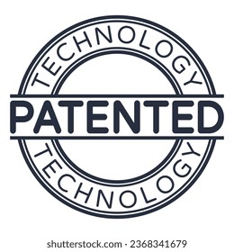 Dark Grey Patented Technology stamp sticker vector illustration