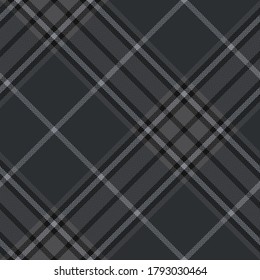 Dark grey plaid pattern. Herringbone texture for autumn winter textile print. Seamless tartan check plaid background for skirt, blanket, throw, rug, or other fabric design.