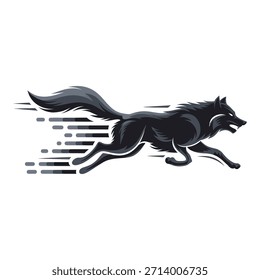 Gris oscuro Running Wolf con efecto de desenfoque de movimiento de alta velocidad