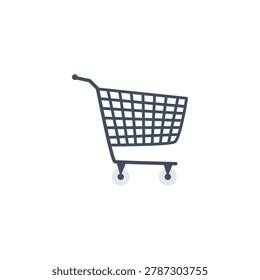 Dark Grey Shopping Cart Icon. E-commerce and Retail Concept