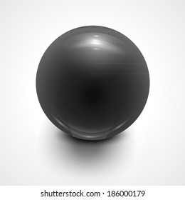 Dark grey sphere isolated on white. Vector illustration for your design.