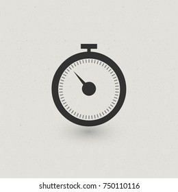 Dark Grey Stopwatch Icon on light background with shadow