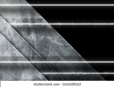 Fondo corporativo de tecnología gris oscuro con líneas de neón láser. Diseño de vectores