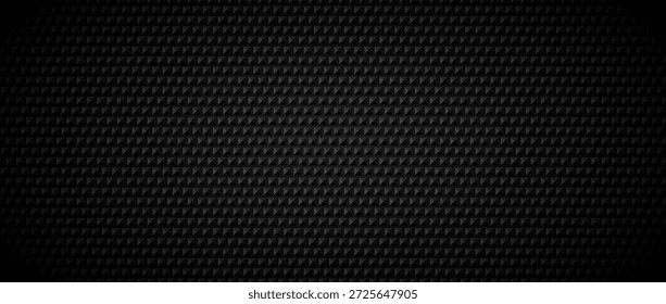 Dark grey tech geometric background. Abstract squared tile pattern texture. Technical block grid design wallpaper. Vector illustration isolation concept. Black volume cube cover backdrop