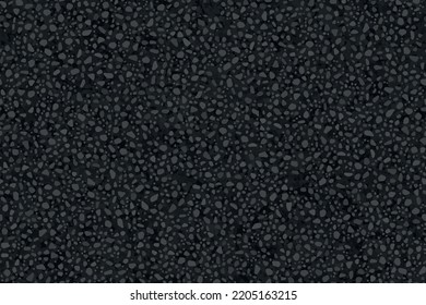 La textura gris oscuro es una vista superior sin fisuras de patrón. Textura asfaltada abstracta negra. Ilustración vectorial del material de la cubierta de la carretera. Superficie de cierre granular gruesa. Fondo de la carretera de grano de Bitumen