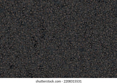 Dark grey textured asfalt seamless texture top view. Black abstract tarmac pattern. Vector illustration of road coat material. Grunge granular closeup surface. Bitumen grain highway backdrop