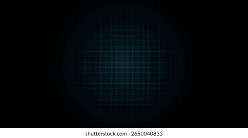 A dark, grid-patterned background features intersecting blue lines forming numerous squares, creating a technical or digital effect with subtle depth and a central point of focus within the darkness.