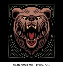 dark grizzly bear vector illustration