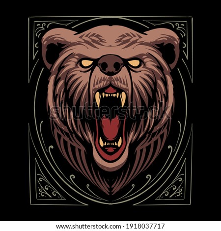 dark grizzly bear vector illustration