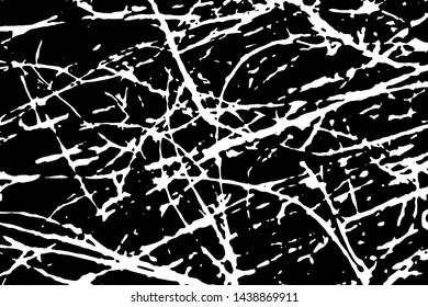 Dark grunge background with chaotic lines, spots and noise. Overlay template. Vector illustration