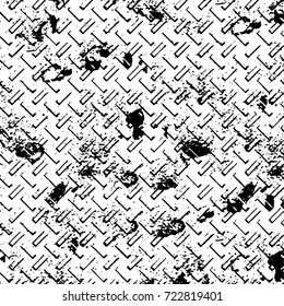 Dark grunge black and white vector. Abstract monochrome background for design and print. Vintage old texture of stains, cracks, chips, abrasions, scratches