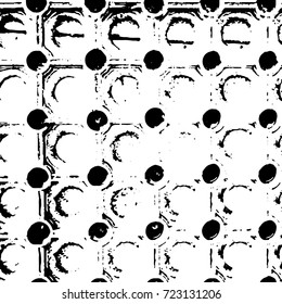 Dark grunge black and white vector. Abstract monochrome background for design and print. Vintage old texture of stains, cracks, chips, abrasions, scratches