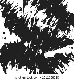 Dark grunge chaotic pattern. Fantasy abstract texture. Chaotic picture rough crack, scratch of surface. Monochrome template for illustration art retro on wallpaper, paper, fabric. Vector illustration