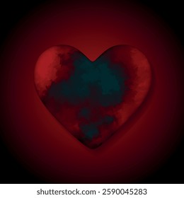 Dark grunge heart, abstract heart shape, textured heart, distressed love symbol, moody red background.