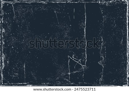 Dark grunge texture background vintage distressed abstract surface vector. Blue black scratched weathered aged old paper wall retro rough pattern. Worn dirty stain material backdrop overlay frame
