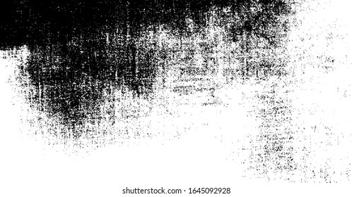 Vector de textura urbana de grunge oscuro. Textura superpuesta angustiada. Borde fondo. Efecto abstracto oscuro usado en textura. Ilustración vectorial. Negro aislado en blanco. EPS10.