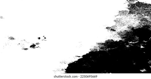 Vector de textura urbana de grunge oscuro. Textura superpuesta angustiada. Borde de fondo. Resumen obvio efecto de textura oscuro y desgastado. Ilustración vectorial. Negro aislado en blanco. EPS10.