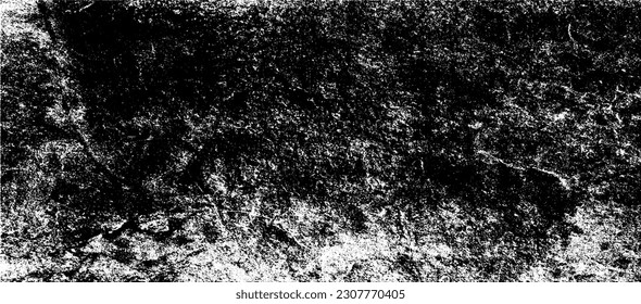Vector de textura urbana de grunge oscuro. Textura superpuesta angustiada. Borde de fondo. Resumen obvio efecto de textura oscuro y desgastado. Ilustración vectorial. Negro aislado en blanco. EPS10.