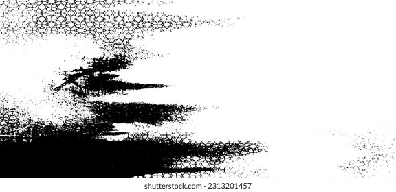Vector de textura urbana de grunge oscuro. Textura superpuesta angustiada. Borde de fondo. Resumen obvio efecto de textura oscuro y desgastado. Ilustración vectorial. Negro aislado en blanco. EPS10.