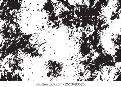 Dark grunge vector overlay. Black and white rough texture. Monochrome Background. Black Grunge art. Abstract noise background.