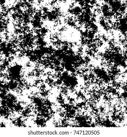 Dark grunge vector overlay. Black and white rough texture. Monochrome scratched pattern. 