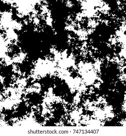 Dark grunge vector overlay. Black and white rough texture. Monochrome scratched pattern. 