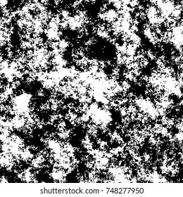 Dark grunge vector overlay. Black and white rough texture. Monochrome scratched pattern. 