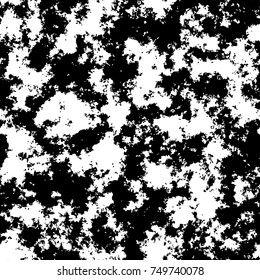 Dark grunge vector overlay. Black and white rough texture. Monochrome scratched pattern. 