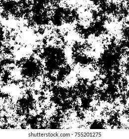 Dark grunge vector overlay. Black and white rough texture. Monochrome scratched pattern. 